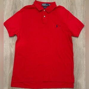 Polo Ralph Lauren Shirt Mens Large Short Sleeve Red Button Up Lightweight